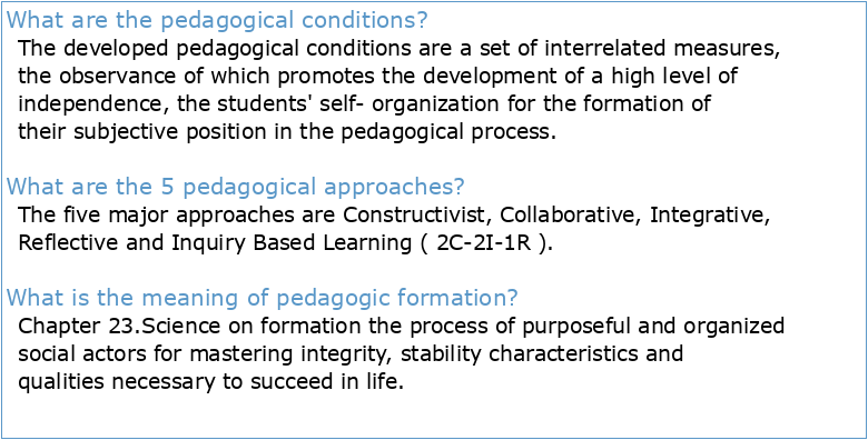 PEDAGOGICAL CONDITIONS FOR THE FORMATION OF