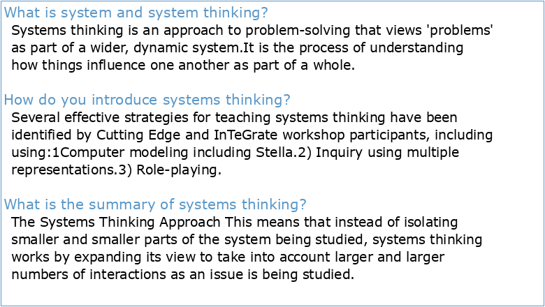 Introduction to Systems and Systems Thinking
