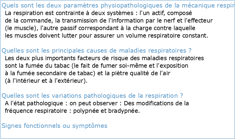 Physiopathologie et clinique des affections respiratoires Toxicologie