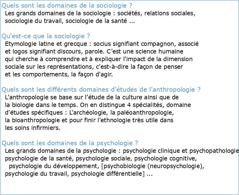 UE 11 S1 ET S2 : PSYCHOLOGIE SOCIOLOGIE ANTHROPOLOGIE