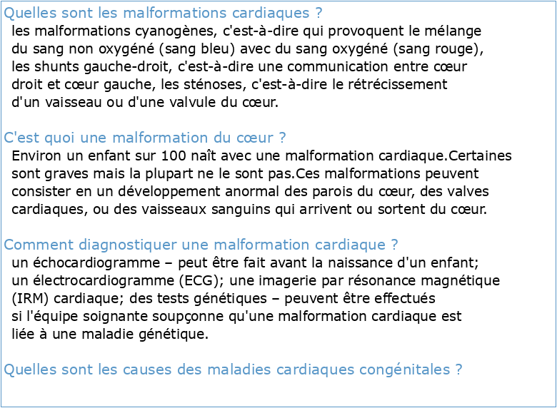 Malformations cardiovasculaires