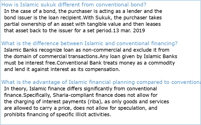 Islamic (Sukuk) vs Conventional Financing