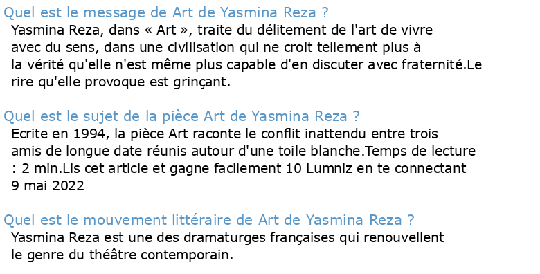 Yasmina REZA « Art » 1994