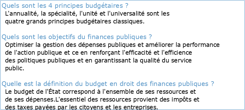 Finances publiques et budget Renforcement institutionnel de