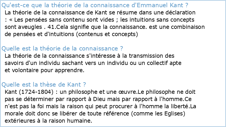Théorie de la connaissance de Kant