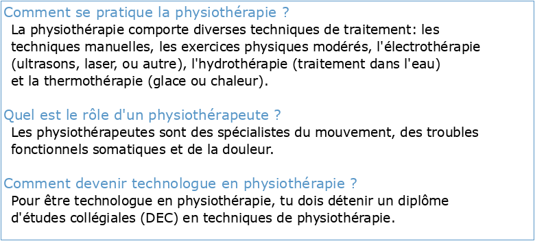 Techniques de physiothérapie(144A1)