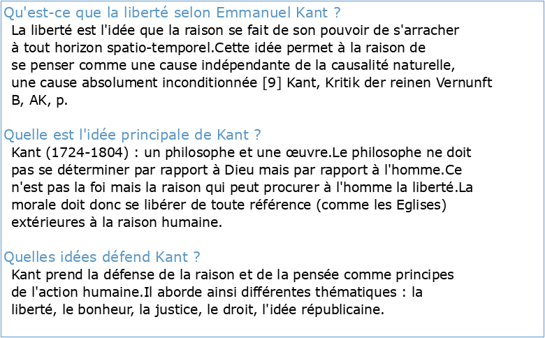 Emmanuel Kant : la liberté comme droit de l'homme et l'« idée