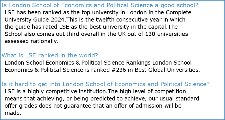 The London School of Economics and Political Science