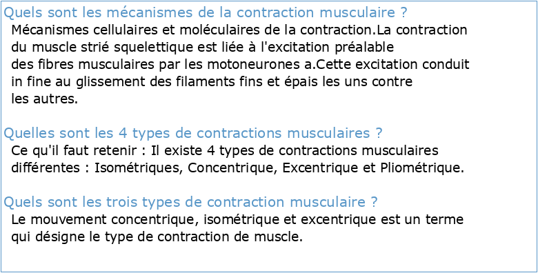Exercice 1: (Mécanisme de la contraction musculaire)