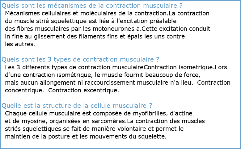 Structure du muscle et mécanisme de contraction  SVT