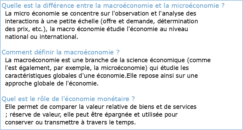 macro economie et economie monetaire