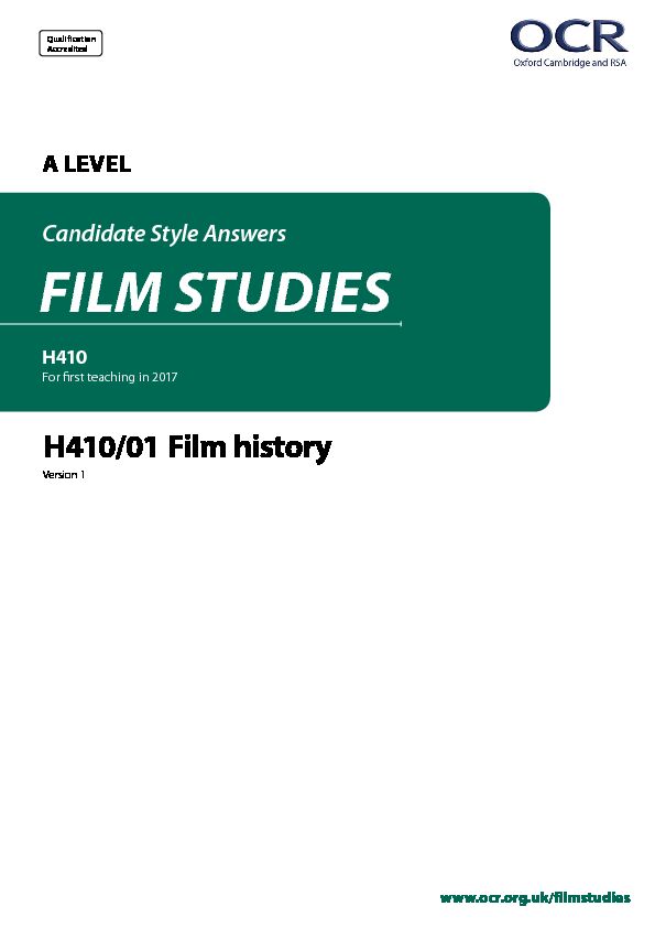 [PDF] A Level Film Studies Candidate Style Answers - H410/01- Film history