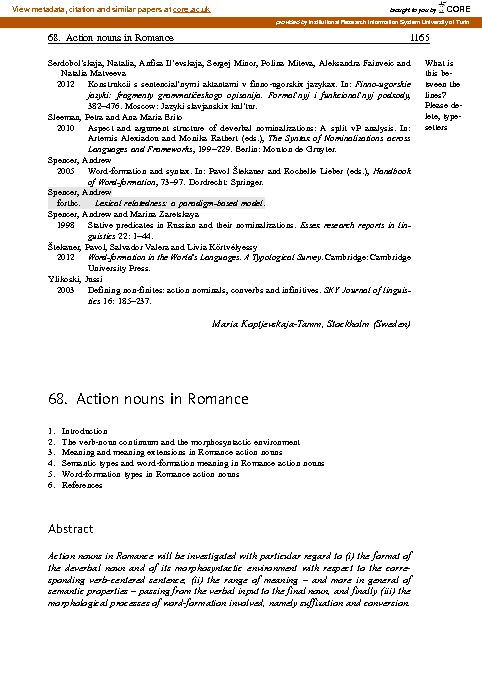 [PDF] 68 Action nouns in Romance - CORE