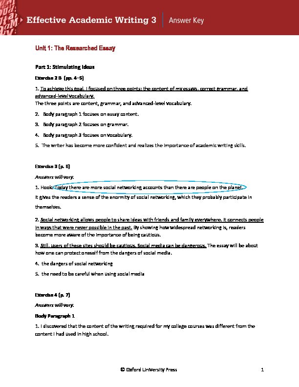 [PDF] EAW3_answerkeypdf - Effective Academic Writing