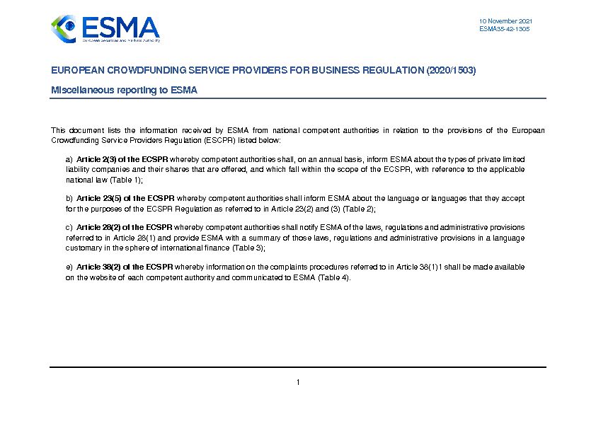 ESMA35-42-1305 Crowdfunding Tables