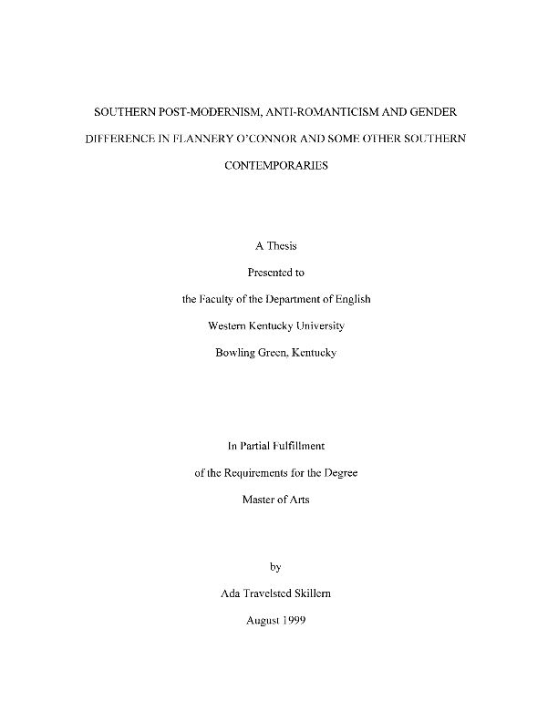 [PDF] SOUTHERN POST-MODERNISM, ANTI-ROMANTICISM  - CORE