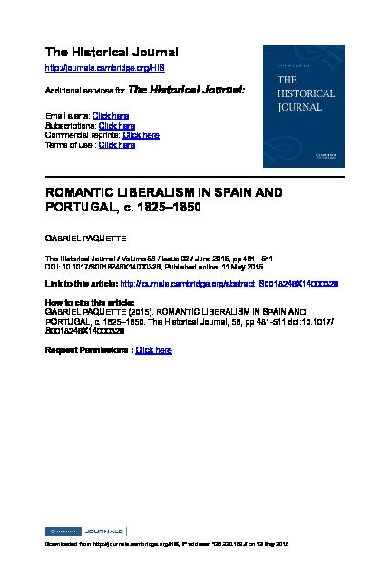 [PDF] Romantic Liberalism in Spain and Portugal, c 1825-1850