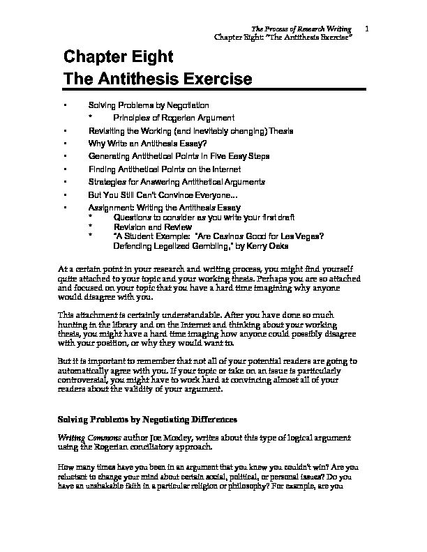 [PDF] Chapter Eight The Antithesis Exercise