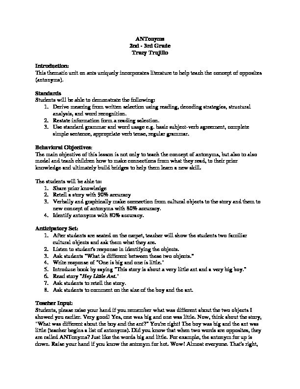 [PDF] ANTonyms 2nd - 3rd Grade Tracy Trujillo Introduction  - nauedu