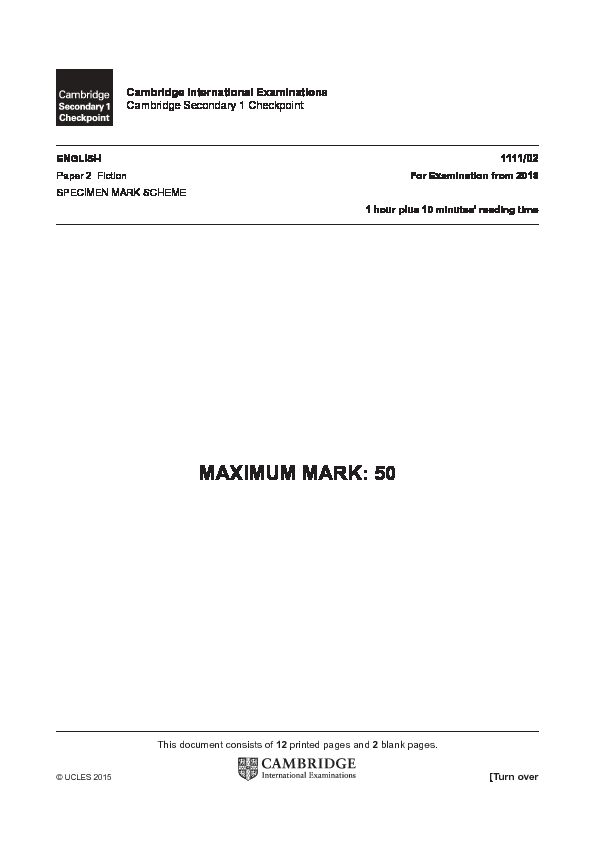 [PDF] Specimen paper 2 - Mark scheme - Cambridge International