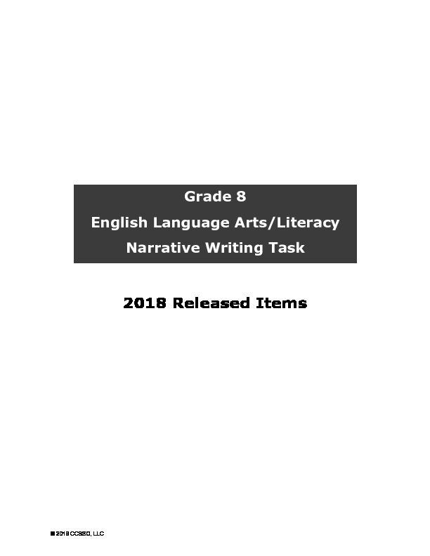 [PDF] Grade 8 English Language Arts/Literacy Narrative Writing Task