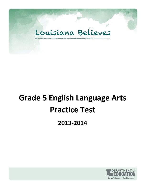 [PDF] Grade 5 English Language Arts Practice Test - Louisiana Believes