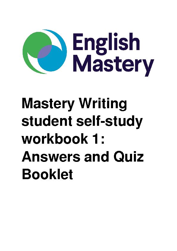[PDF] Mastery Writing student self-study workbook 1: Answers and Quiz