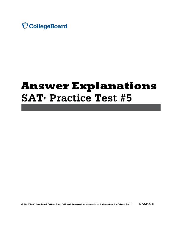 [PDF] SAT Practice Test   Answer Explanations - The SAT Suite of