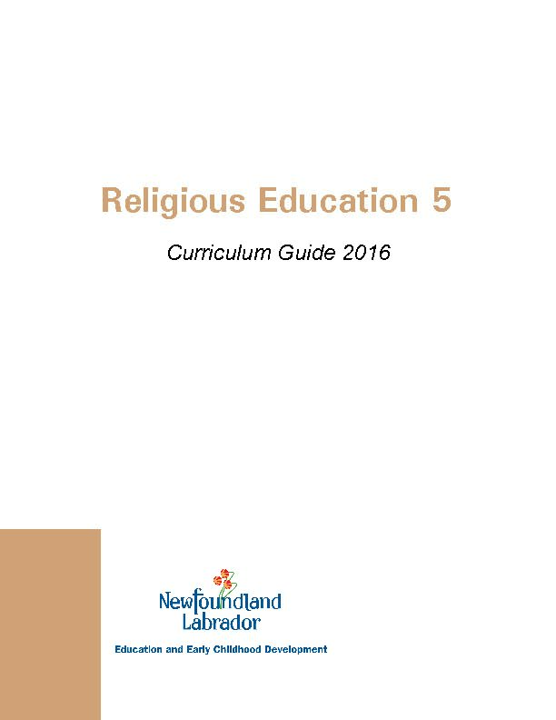Religious Education 5 Curriculum Guide 2016