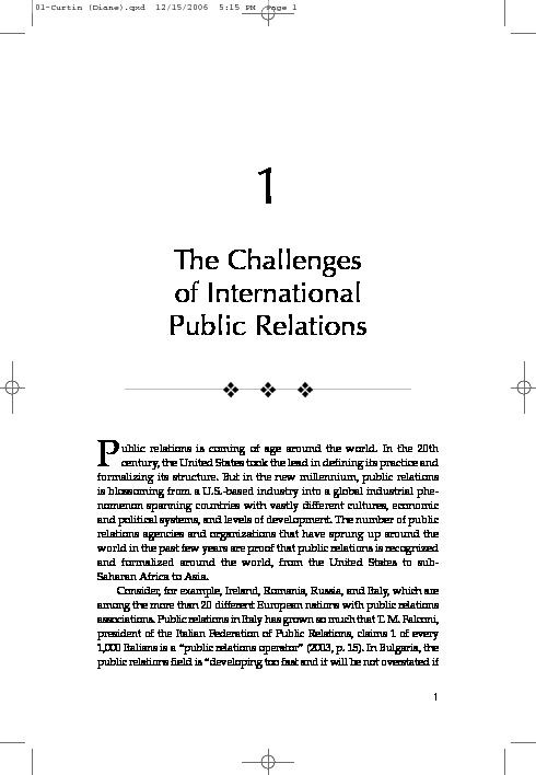 The Challenges of International Public Relations