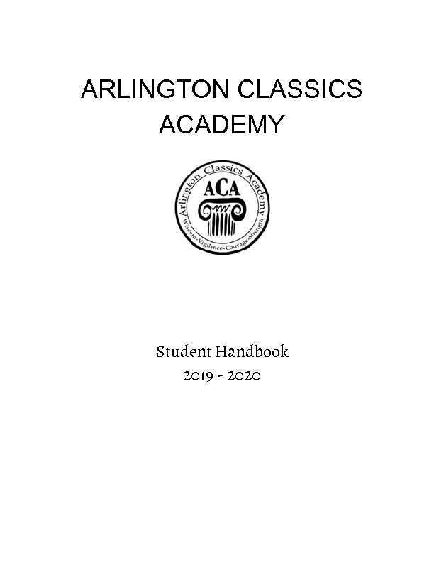 [PDF] Student Handbook 2019 - Arlington Classics Academy