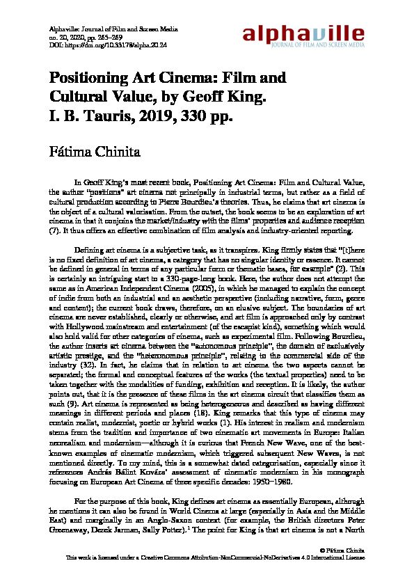 [PDF] Positioning Art Cinema: Film and Cultural Value, by Geoff King