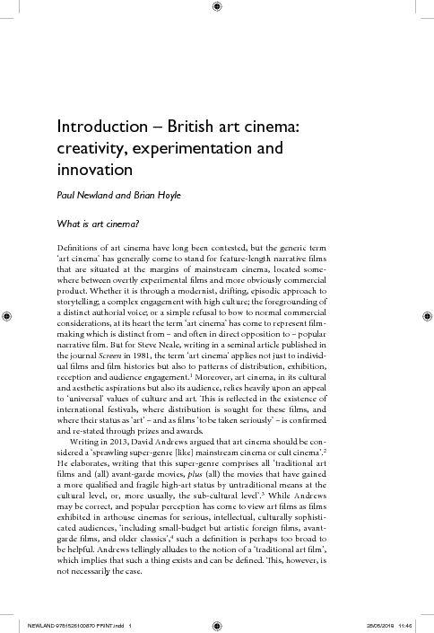[PDF] British art cinema: creativity, experimentation and innovation