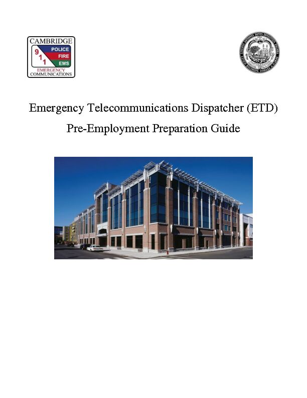 Emergency Telecommunications Dispatcher (ETD) Pre-Employment