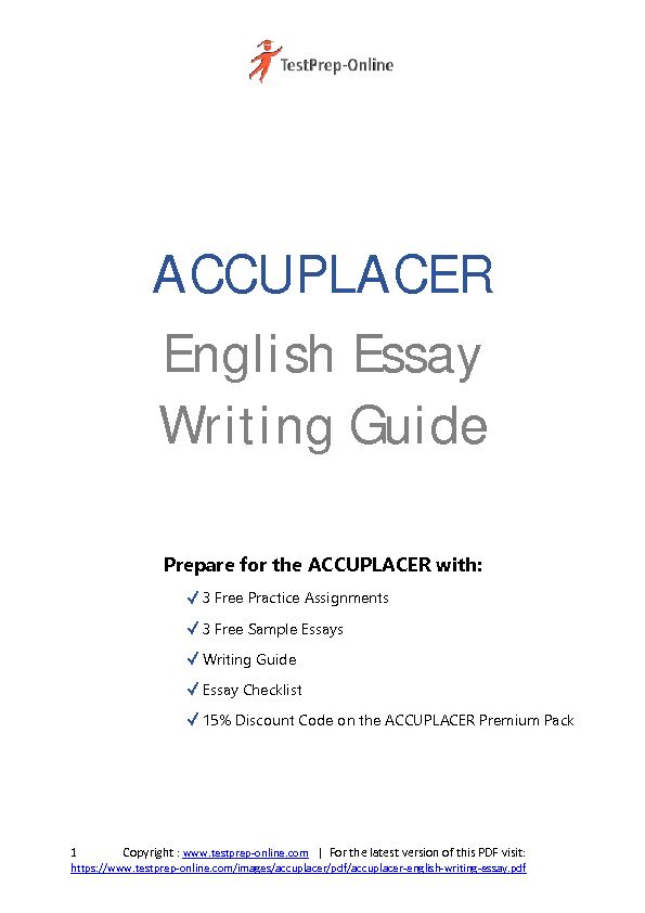 [PDF] ACCUPLACER English Writing Essay Guide PDF - TestPrep-Online