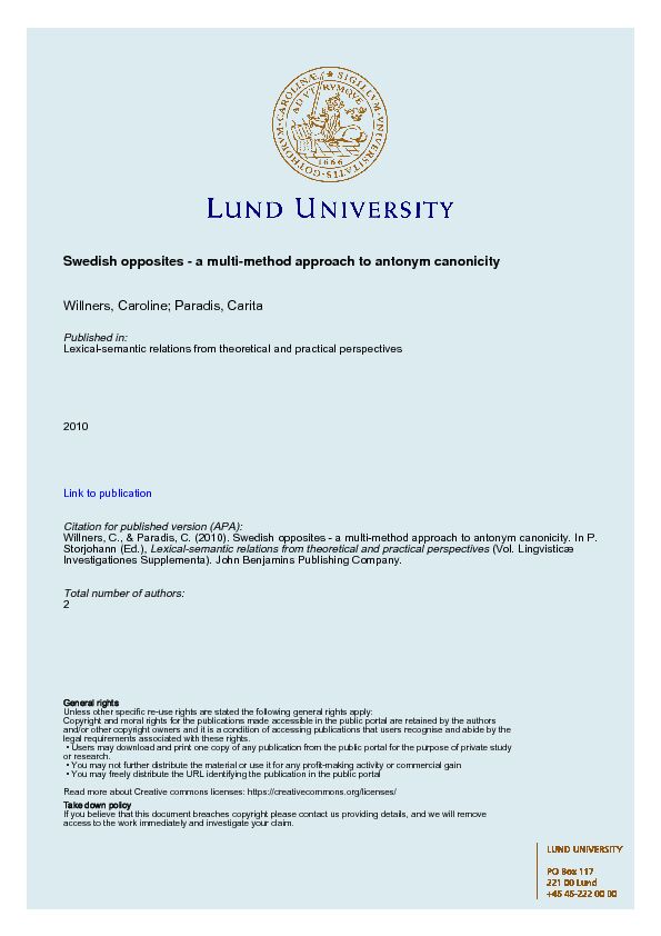 [PDF] Swedish opposites - LU Research Portal