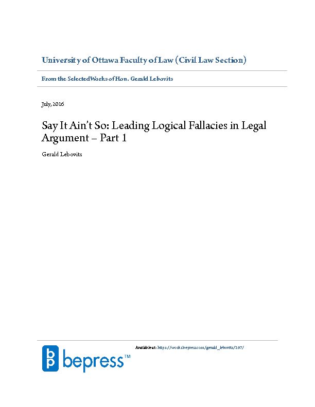 Say It Aint So: Leading Logical Fallacies in Legal Argument – Part 1