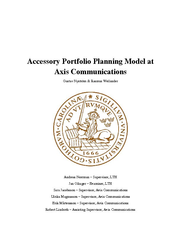 [PDF] Accessory Portfolio Planning Model at Axis Communications
