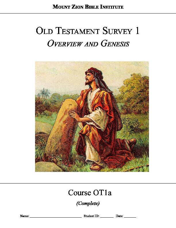 Old Testament Survey OT1a