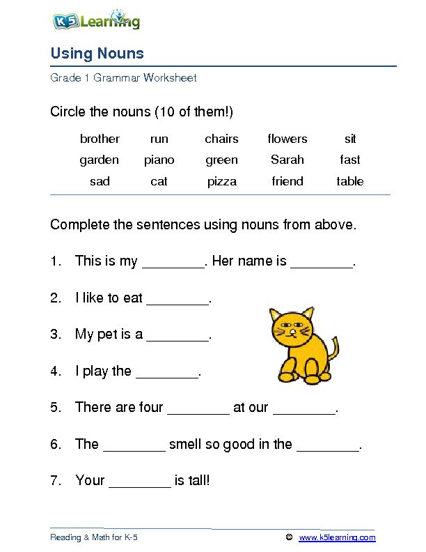 [PDF] Using nouns worksheet - K5 Learning