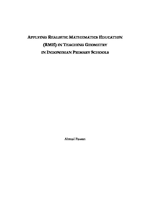 [PDF] APPLYING REALISTIC MATHEMATICS EDUCATION (RME) IN