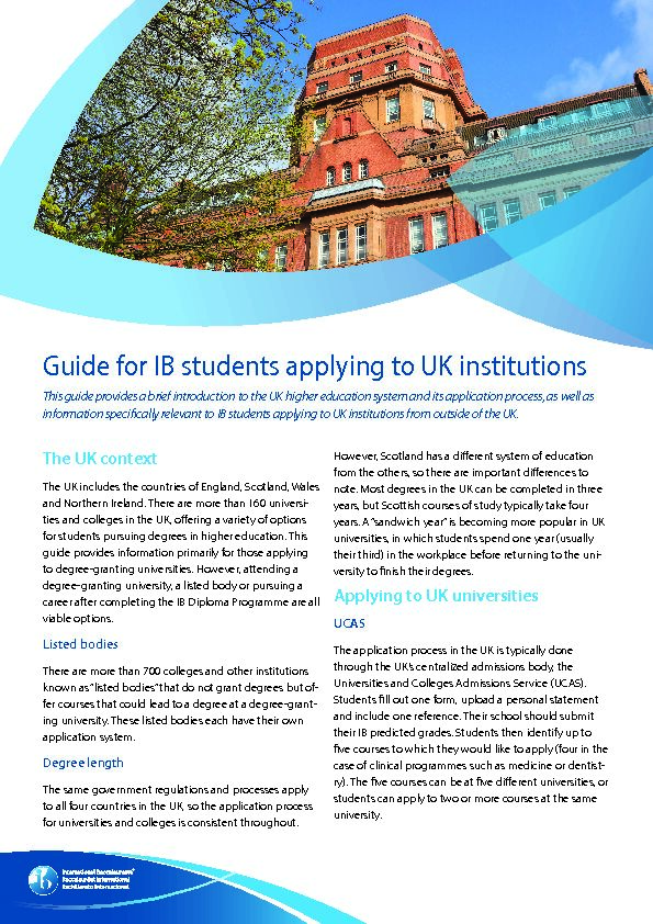 Guide for IB students applying to UK institutions