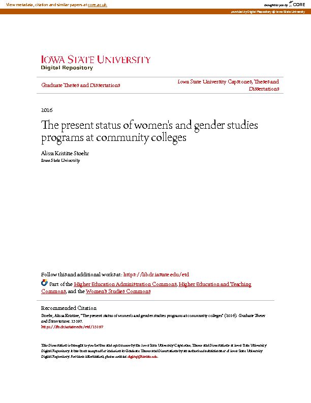 [PDF] The present status of womens and gender studies programs at