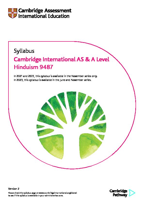 [PDF] Syllabus - Cambridge International AS & A Level Hinduism 9487