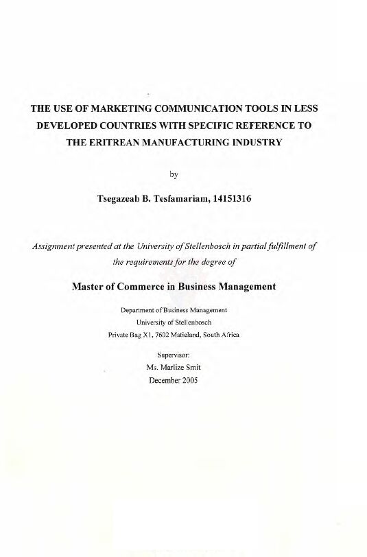 [PDF] the use of marketing communication tools in less developed  - CORE