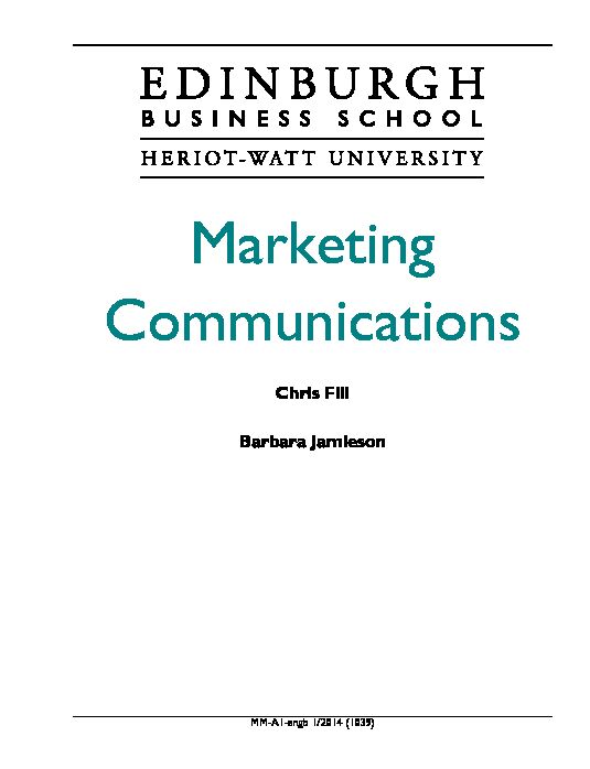 [PDF] Marketing Communications - Edinburgh Business School