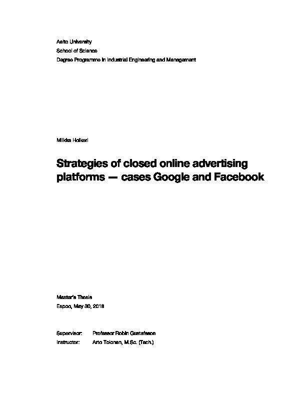 [PDF] Strategies of closed online advertising platforms — cases Google