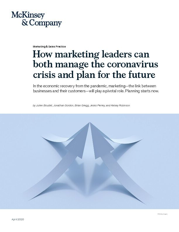 [PDF] How marketing leaders can both manage the coronavirus crisis and