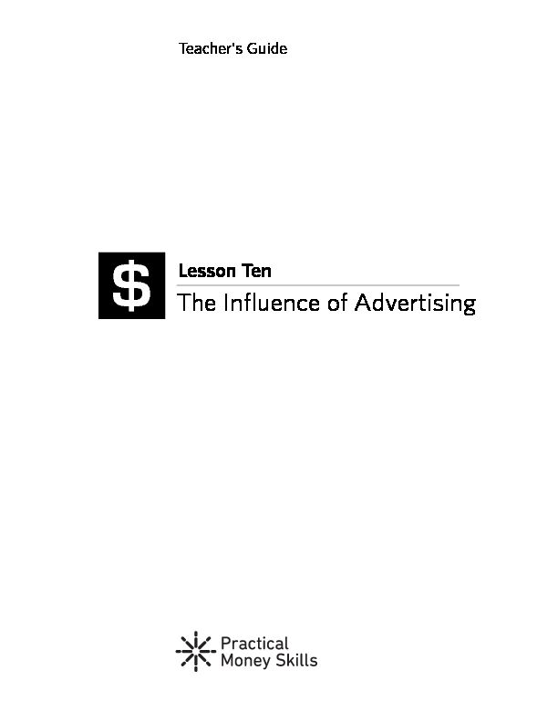 [PDF] Lesson Ten The Influence of Advertising - Practical Money Skills