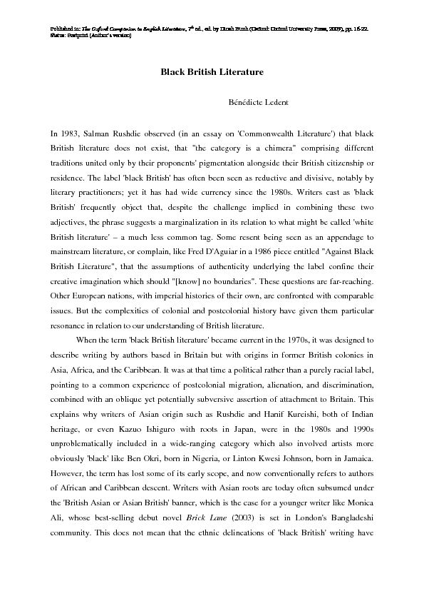 [PDF] Black British Literature - ORBi